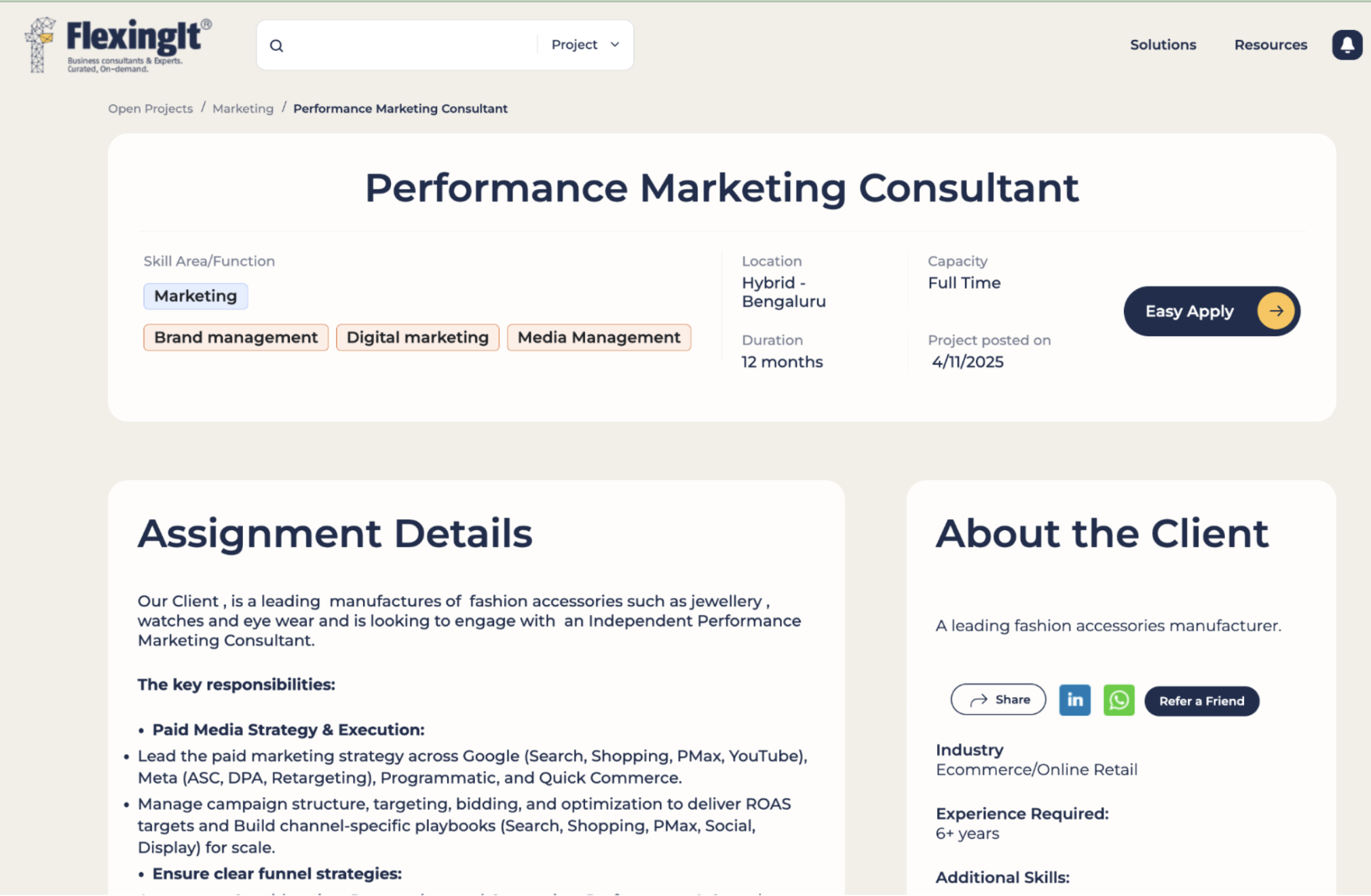 Project Details - Easy Apply