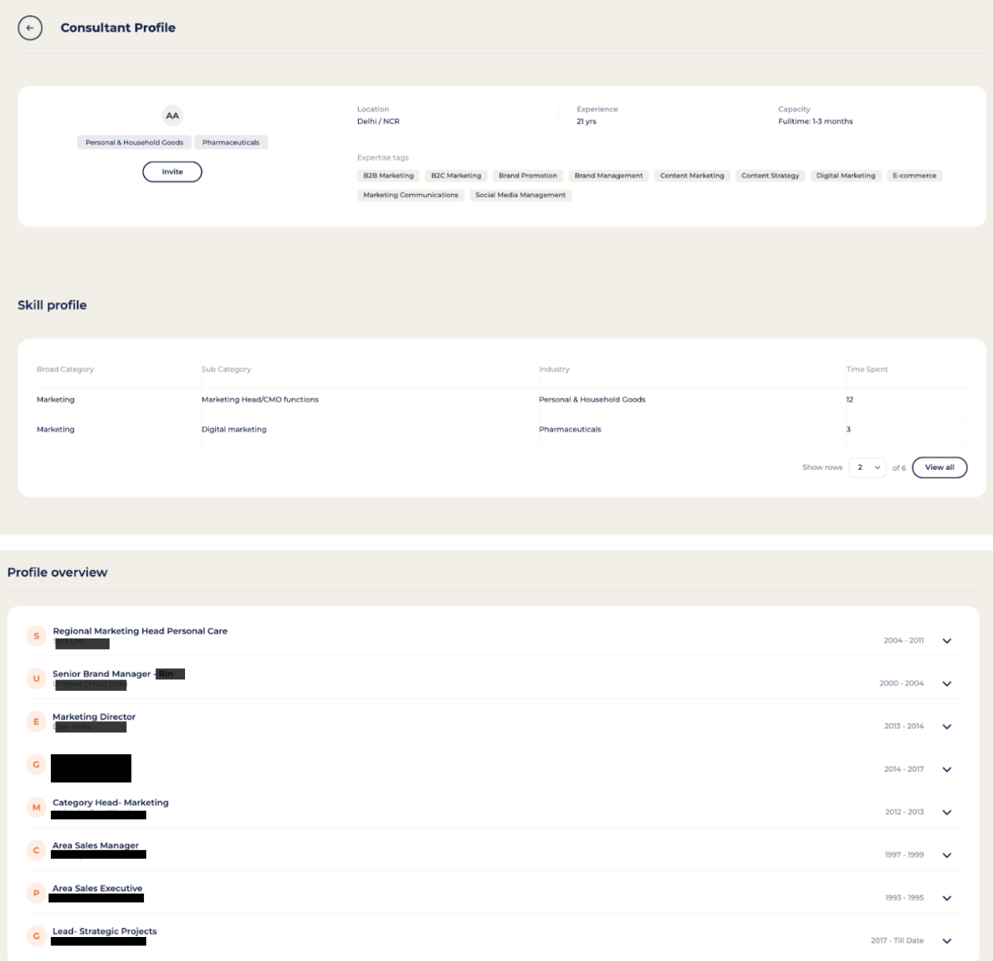 The image explains how you can view and understand a consultant’s profile on Flexing It - Best consulting hiring platform.